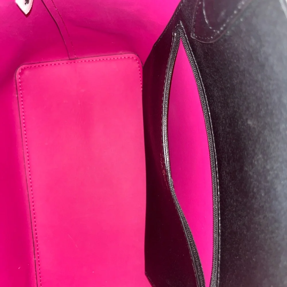 kate spade Black Kaci Tote with Pink Interior and Floral Clasp - Picture 6 of 8